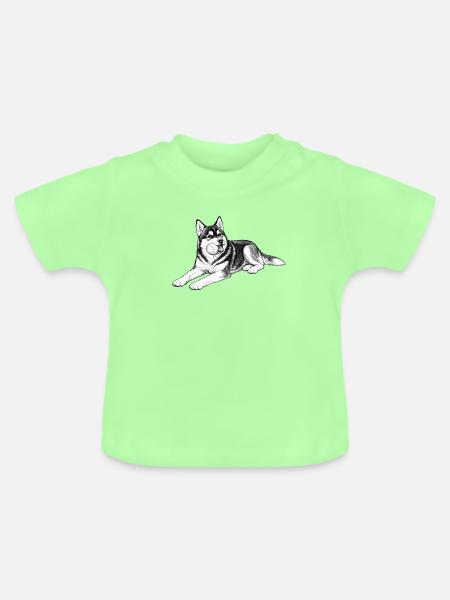 Verspielter Husky mit Kugel - Baby Bio-T-Shirt mit Rundhals - Mintgrün