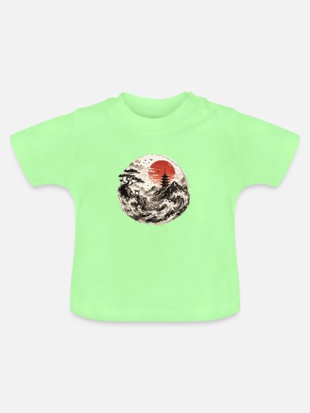 Pagode im Sturmrot am Meer - Baby Bio-T-Shirt mit Rundhals - Mintgrün