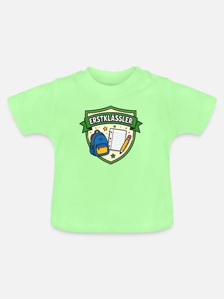 Erstklässler Schulstart Shield - Baby Bio-T-Shirt mit Rundhals - Mintgrün