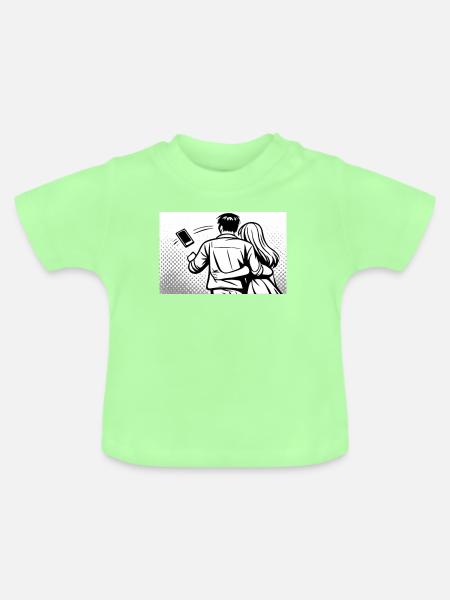 no more digital love - Baby Bio-T-Shirt mit Rundhals - Mintgrün