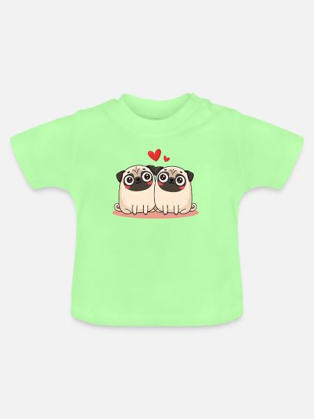 Mopspaar Mops - Baby Bio-T-Shirt mit Rundhals - Mintgrün