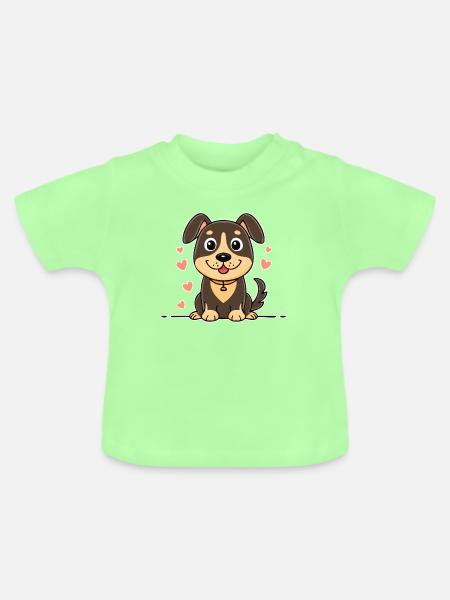 Kleines Hündchen mit Schlappohren (Comic) - Baby Bio-T-Shirt mit Rundhals - Mintgrün