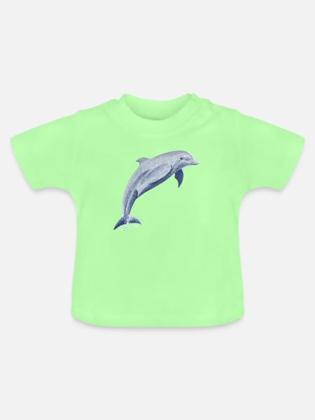 Delfin Glückssprung - Sonja von Staden - Baby Bio-T-Shirt mit Rundhals - Mintgrün