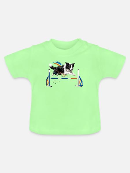 Bunte Sprünge im Hundesport - Baby Bio-T-Shirt mit Rundhals - Mintgrün