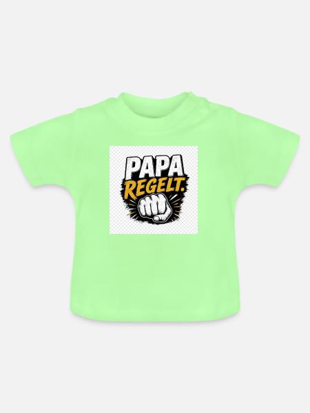 Papa regelt Kraftvoller Comicstil - Baby Bio-T-Shirt mit Rundhals - Mintgrün