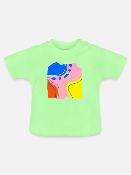 Abstraktes Farbfluss Kunstwerk - Baby Bio-T-Shirt mit Rundhals - Mintgrün