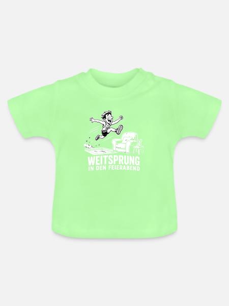 Weitsprung in den Feierabend – Lustiges Design - Baby Bio-T-Shirt mit Rundhals - Mintgrün