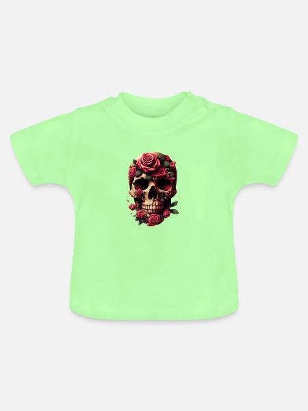 Rosa Schädel - Baby Bio-T-Shirt mit Rundhals - Mintgrün