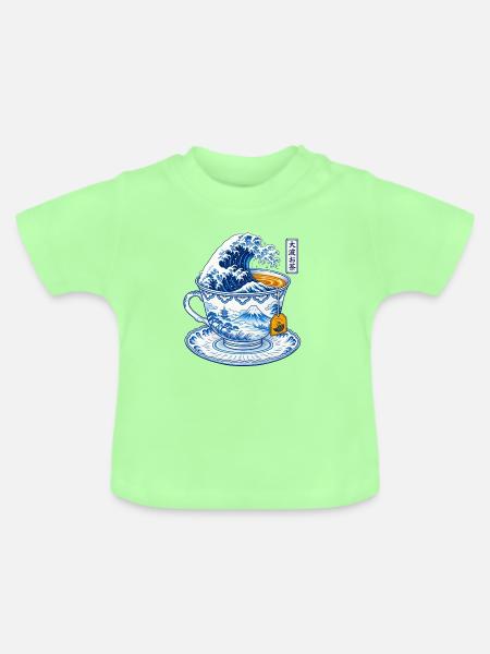 Japanische Welle in Teetasse Kunst - Baby Bio-T-Shirt mit Rundhals - Mintgrün