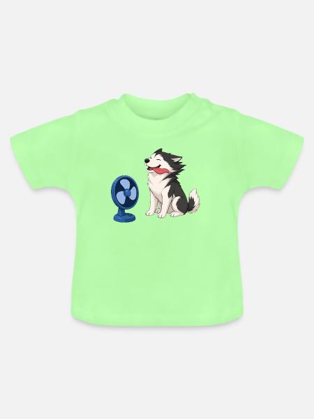 Husky im Gegenwind - Baby Bio-T-Shirt mit Rundhals - Mintgrün