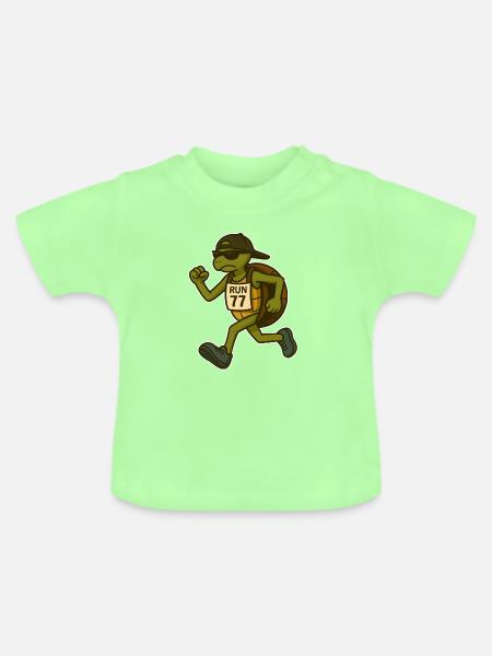 Running Turtle "Marathon" - Baby Bio-T-Shirt mit Rundhals - Mintgrün