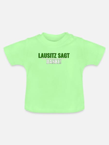 Lausitz Danke-Shirt — Kurz, klar, regional - Baby Bio-T-Shirt mit Rundhals - Mintgrün