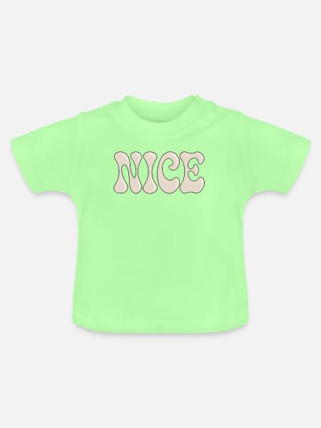 Schönes Retro-Bubble Beige - Baby Bio-T-Shirt mit Rundhals - Mintgrün