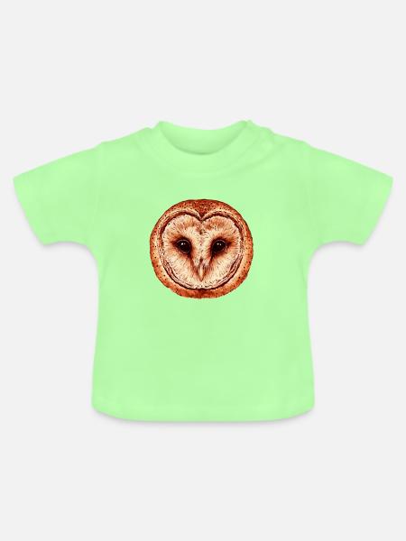 schleiereule Kopf,  Eulenporträt - Baby Bio-T-Shirt mit Rundhals - Mintgrün
