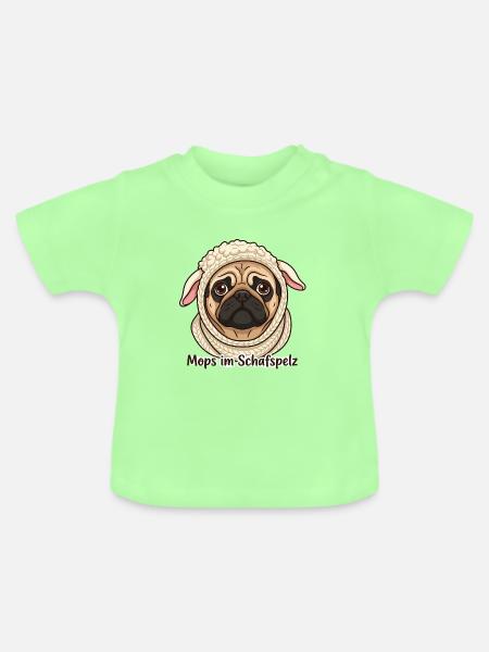 Mops im Schafspelz - Baby Bio-T-Shirt mit Rundhals - Mintgrün