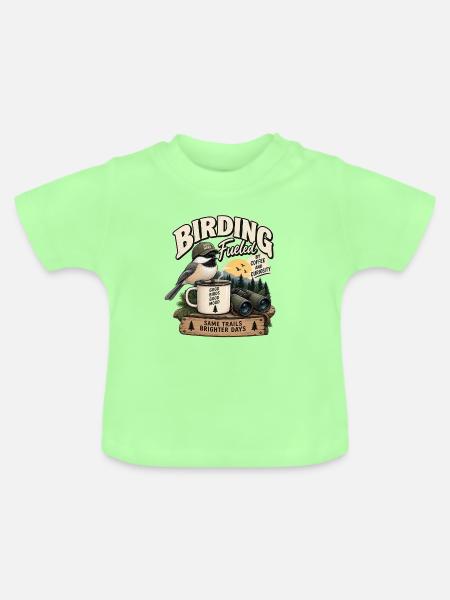 Vogelbeobachtung, angetrieben von Kaffee - Baby Bio-T-Shirt mit Rundhals - Mintgrün