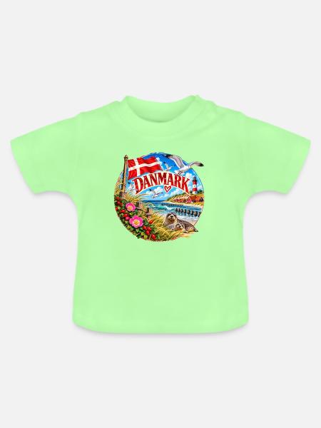 Danmark Küstenzauber Runddesign - Baby Bio-T-Shirt mit Rundhals - Mintgrün