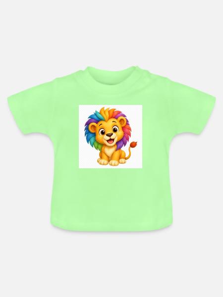Regenbogenlöwe Farbspiel - Baby Bio-T-Shirt mit Rundhals - Mintgrün