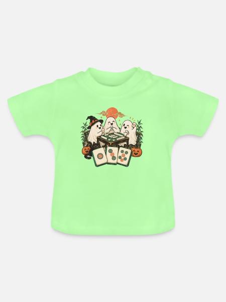 Geister-Mahjong-Nacht - Baby Bio-T-Shirt mit Rundhals - Mintgrün