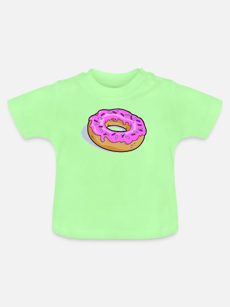 Pink Glasierter Donut PopArt - Baby Bio-T-Shirt mit Rundhals - Mintgrün