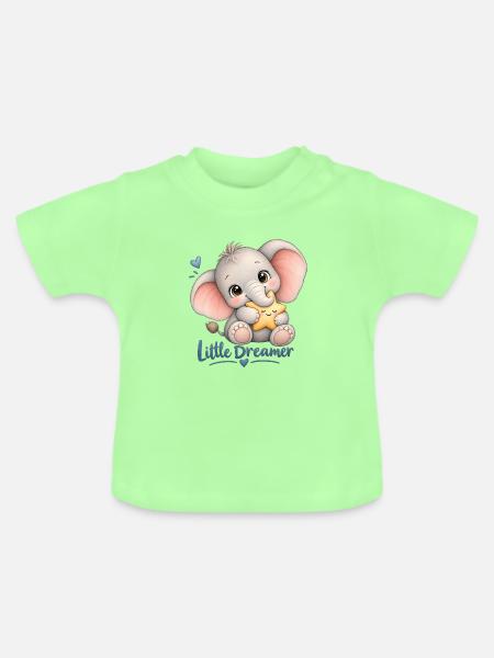 Kleiner Träumer Elefant & Stern - Baby Bio-T-Shirt mit Rundhals - Mintgrün