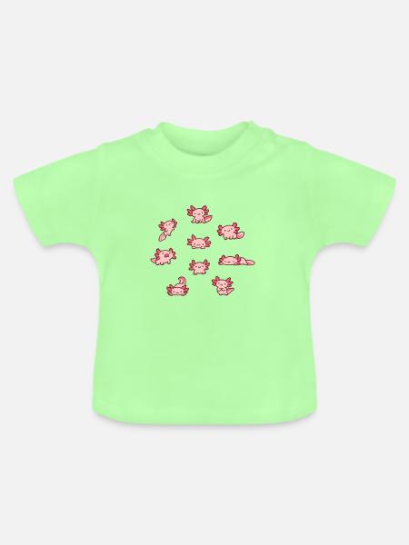 Niedliche Axolotls Doodles - Baby Bio-T-Shirt mit Rundhals - Mintgrün