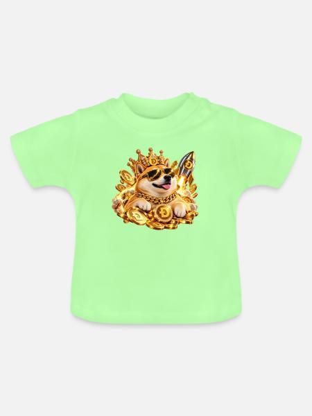 Doge to the Moon - Baby Bio-T-Shirt mit Rundhals - Mintgrün