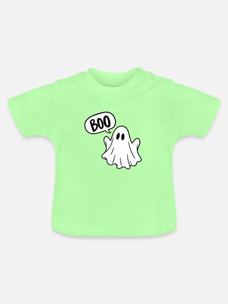 BOO – Süßer Halloween Geist - Baby Bio-T-Shirt mit Rundhals - Mintgrün