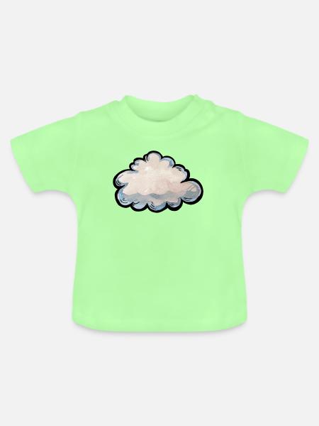 Pastel Cloud Aquarellgrafik - Baby Bio-T-Shirt mit Rundhals - Mintgrün