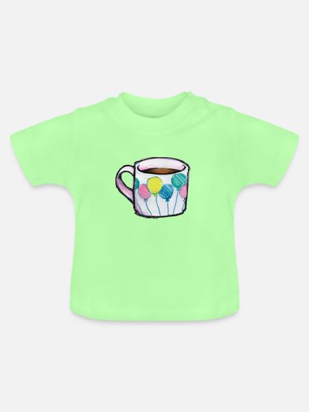 Ballon-Blumenstrauß-Tassen-Sketch - Baby Bio-T-Shirt mit Rundhals - Mintgrün