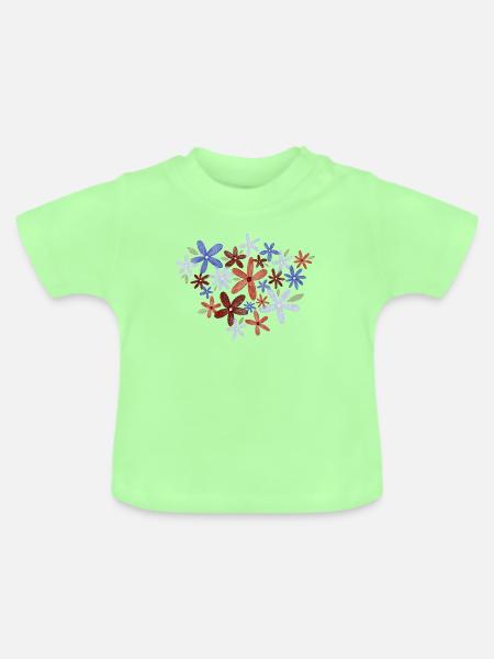Aquarell Blumen - Baby Bio-T-Shirt mit Rundhals - Mintgrün