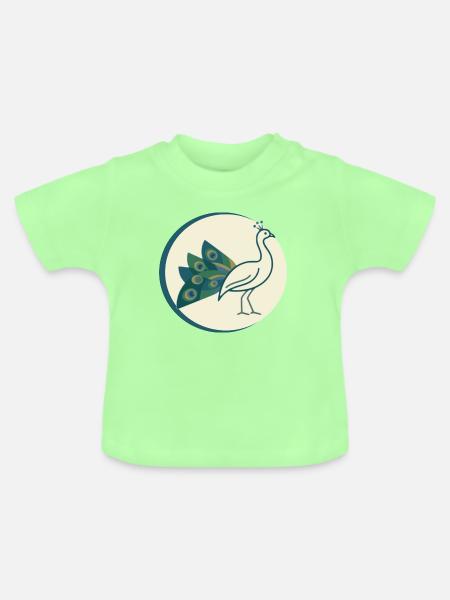 Pfau - Baby Bio-T-Shirt mit Rundhals - Mintgrün
