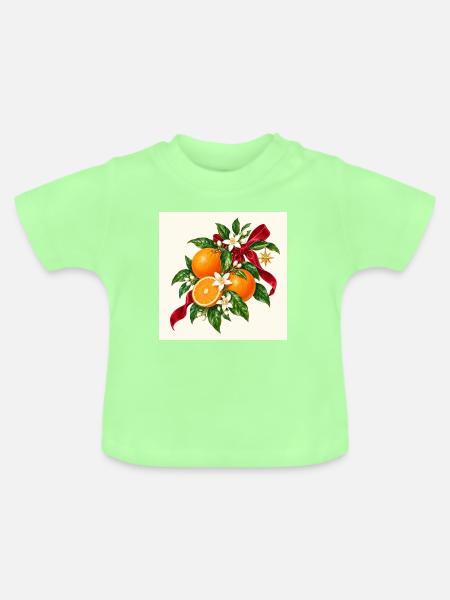Weihnachtsorangen blühen und Band - Baby Bio-T-Shirt mit Rundhals - Mintgrün