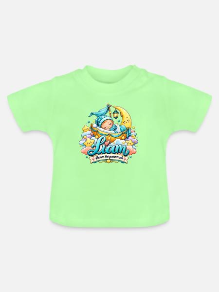 Liam KleinerHerzensmensch Mondtraum - Baby Bio-T-Shirt mit Rundhals - Mintgrün