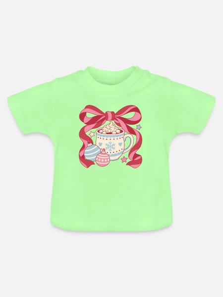 Christmas Cocoa Bow - Baby Bio-T-Shirt mit Rundhals - Mintgrün