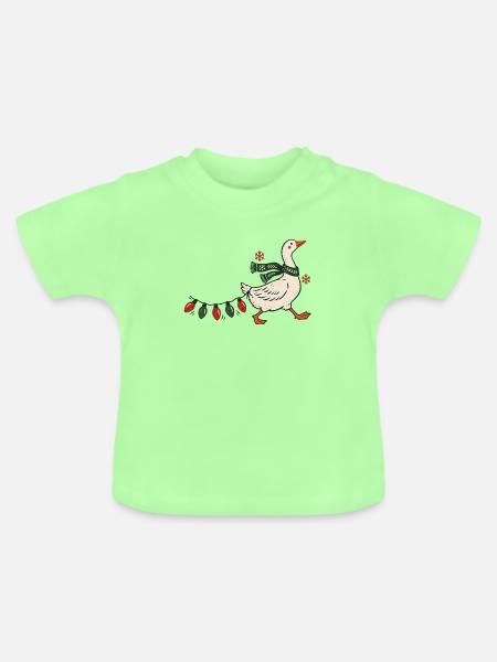 Weihnachtsgans Lichterkette Gans Weihnachten - Baby Bio-T-Shirt mit Rundhals - Mintgrün