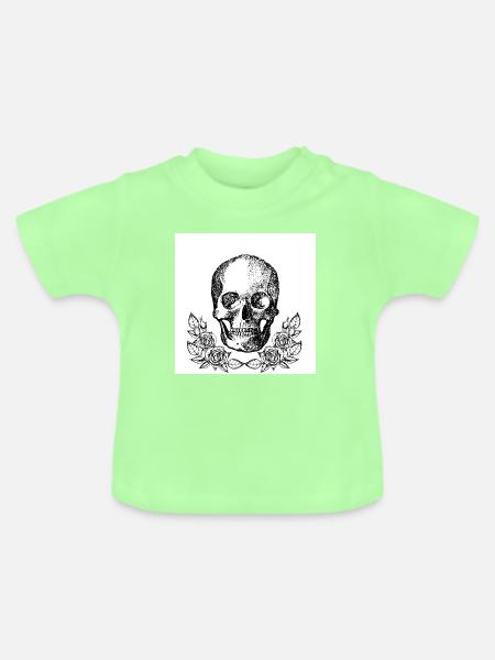 Gotischer Schädel mit Rosen - Baby Bio-T-Shirt mit Rundhals - Mintgrün