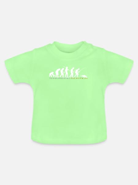 FISHING EVOLUTION (weiße Version) - Baby Bio-T-Shirt mit Rundhals - Mintgrün