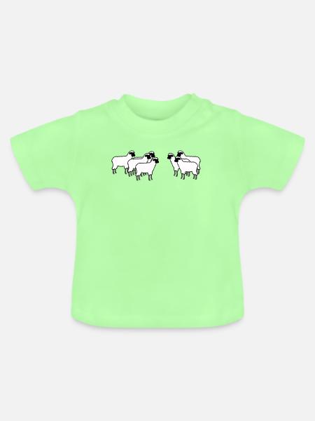 Doppel-Schaf Silhouette Muster - Baby Bio-T-Shirt mit Rundhals - Mintgrün