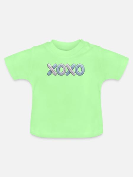 XOXO Patchwork Stickerei - Baby Bio-T-Shirt mit Rundhals - Mintgrün
