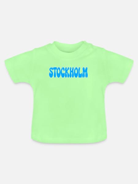 Stockholm Retro Groovy Sky Blue - Baby Bio-T-Shirt mit Rundhals - Mintgrün