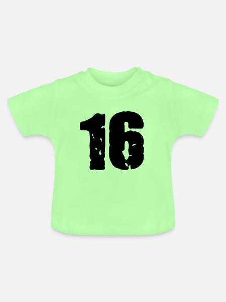 16 Zahl Trikot - Baby Bio-T-Shirt mit Rundhals - Mintgrün