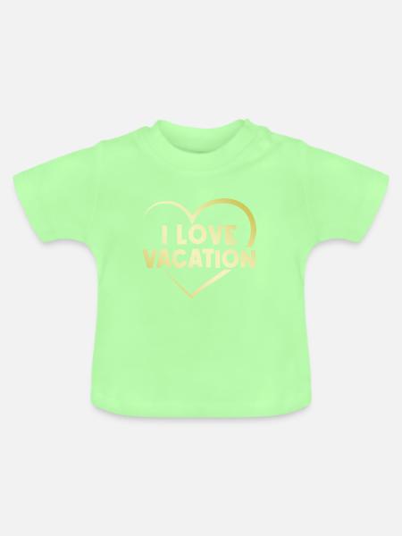 Ich liebe Urlaub Herz - Baby Bio-T-Shirt mit Rundhals - Mintgrün