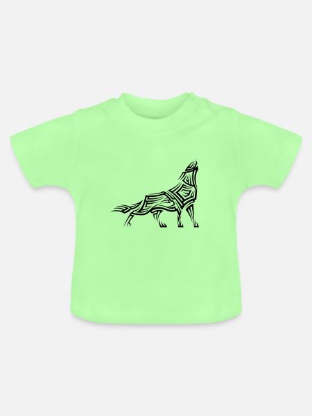 Wolf Tribal Tattoo - Baby Bio-T-Shirt mit Rundhals - Mintgrün
