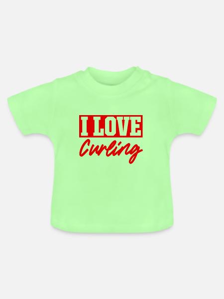 Ich liebe Curling - Baby Bio-T-Shirt mit Rundhals - Mintgrün