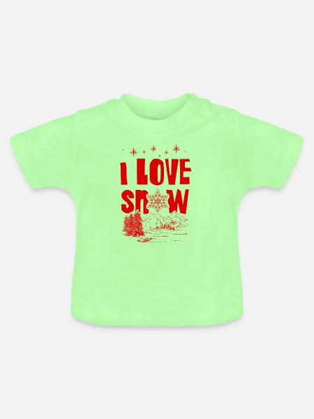 I Love Snow - Baby Bio-T-Shirt mit Rundhals - Mintgrün