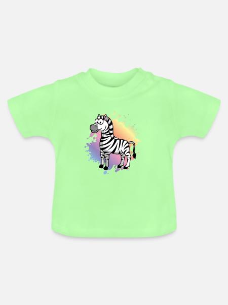 Zebra Comic Tier - Baby Bio-T-Shirt mit Rundhals - Mintgrün