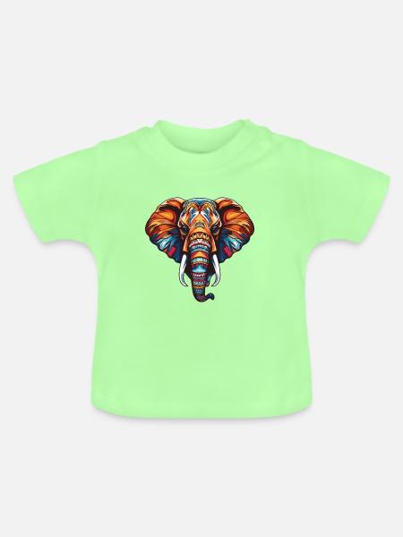 Elefant Portrait - Baby Bio-T-Shirt mit Rundhals - Mintgrün