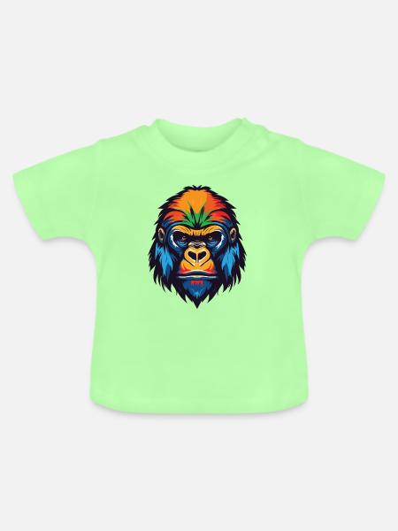 Gorilla Kopf - Baby Bio-T-Shirt mit Rundhals - Mintgrün