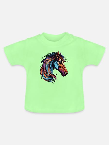 Pferd Kopf - Baby Bio-T-Shirt mit Rundhals - Mintgrün